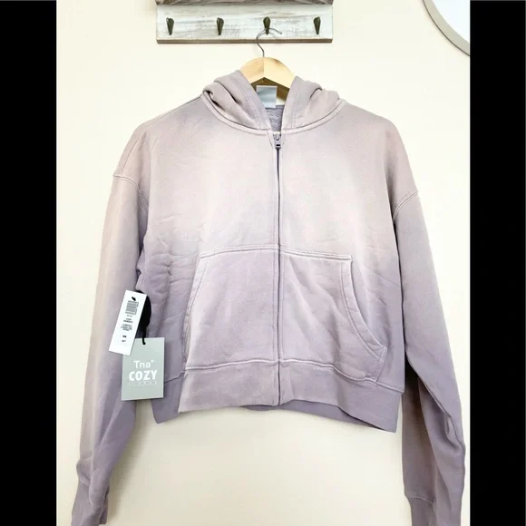aritzia Tna Cozy Fleece Boyfriend Boxy Zip-Up Hoodie - Picture 3 of 6